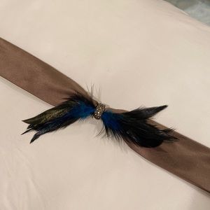 J. Crew Silk Belt w/ Feather Detail